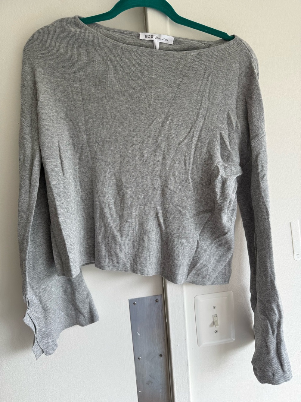 BCBGeneration Gray Long Sleeve Knit Top